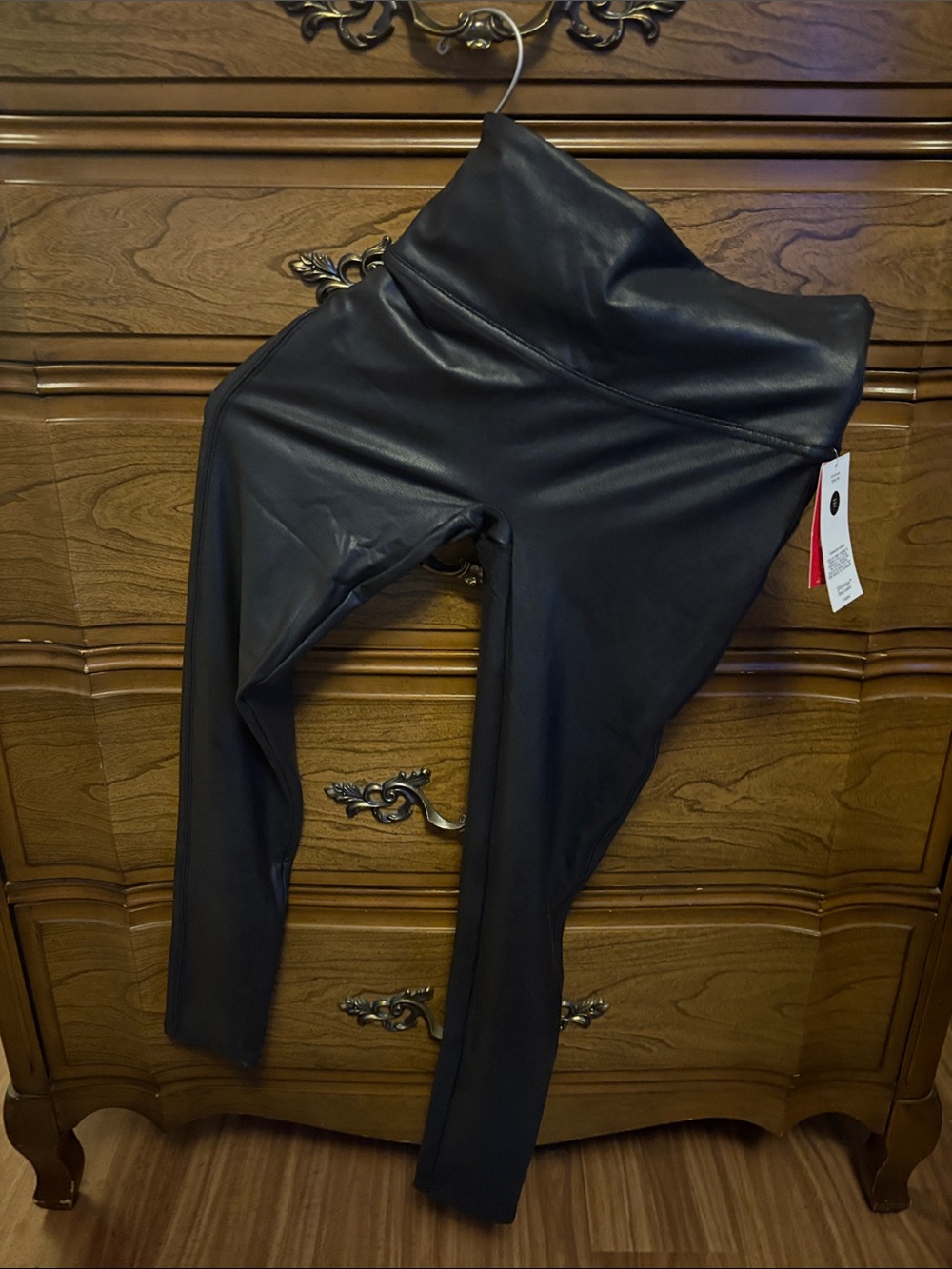 SPANX Black Faux Leather High-Waist Jeggings